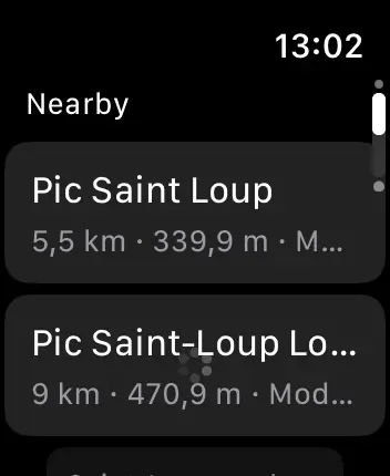 WatchOS user interface for the AllTrails application