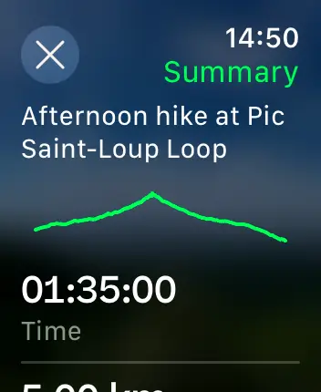 WatchOS user interface for the AllTrails application