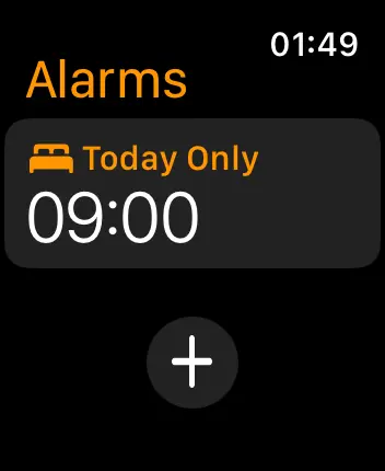WatchOS user interface for the Apple Alarms application