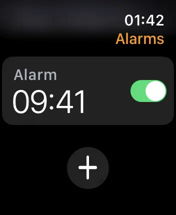 WatchOS user interface for the Apple Alarms application
