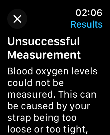 WatchOS user interface for the Apple Blood Oxygen application
