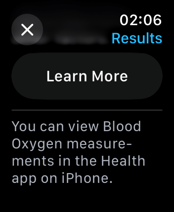 WatchOS user interface for the Apple Blood Oxygen application