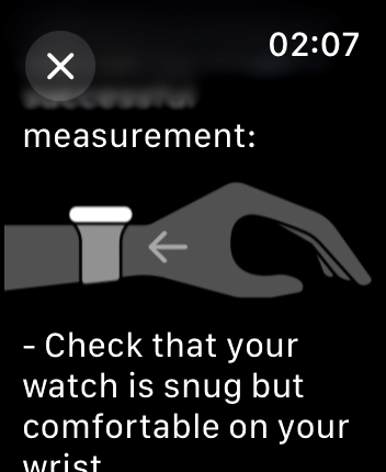 WatchOS user interface for the Apple Blood Oxygen application