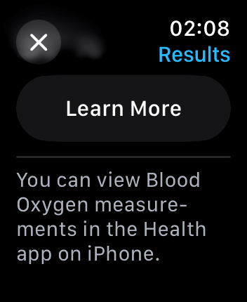 WatchOS user interface for the Apple Blood Oxygen application