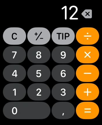 WatchOS user interface for the Apple Calculator application