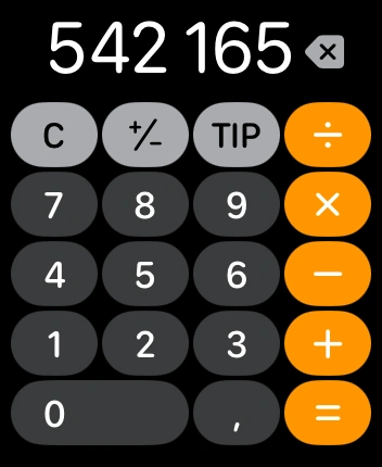 WatchOS user interface for the Apple Calculator application