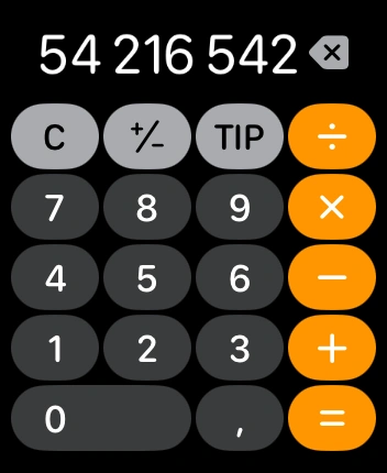 WatchOS user interface for the Apple Calculator application