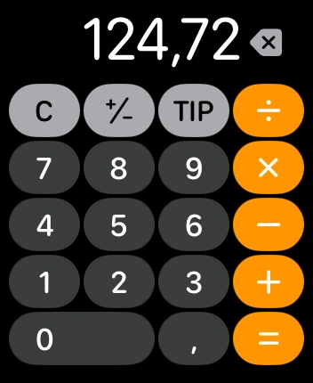 WatchOS user interface for the Apple Calculator application