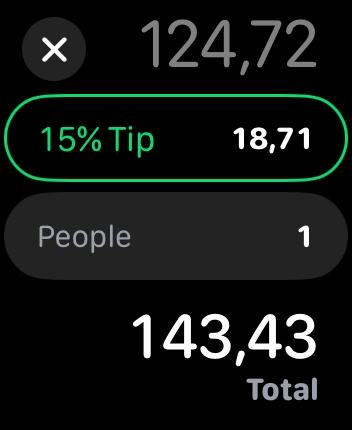 WatchOS user interface for the Apple Calculator application