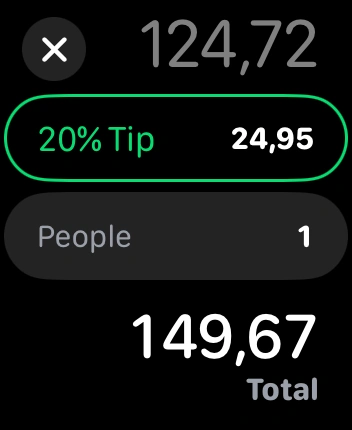 WatchOS user interface for the Apple Calculator application