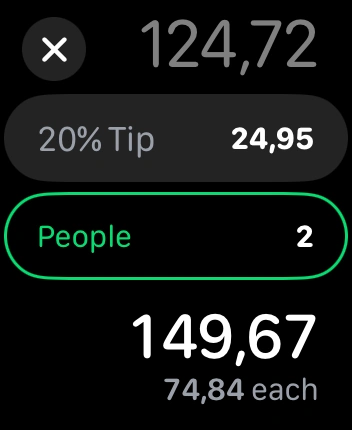 WatchOS user interface for the Apple Calculator application