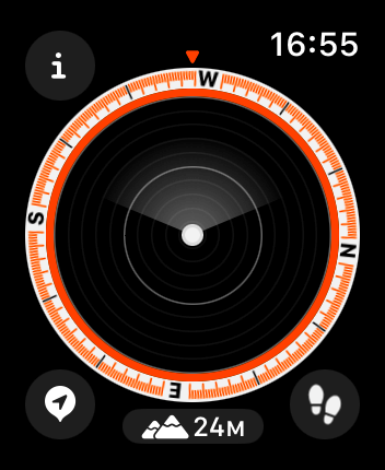 WatchOS user interface for the Apple Compass application