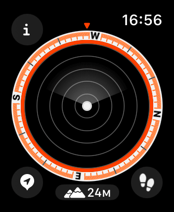 WatchOS user interface for the Apple Compass application