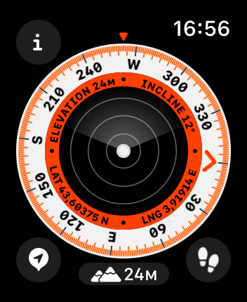 WatchOS user interface for the Apple Compass application