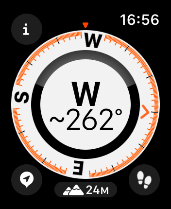 WatchOS user interface for the Apple Compass application