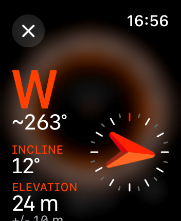 WatchOS user interface for the Apple Compass application