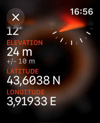 WatchOS user interface for the Apple Compass application