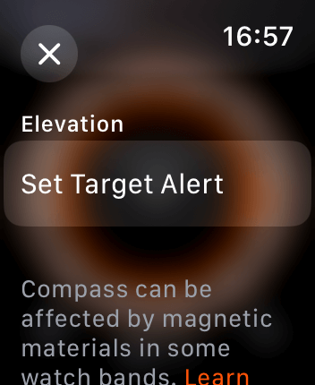 WatchOS user interface for the Apple Compass application