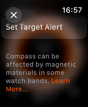 WatchOS user interface for the Apple Compass application