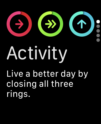 WatchOS user interface for the Apple Fitness application
