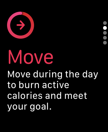 WatchOS user interface for the Apple Fitness application