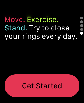 WatchOS user interface for the Apple Fitness application