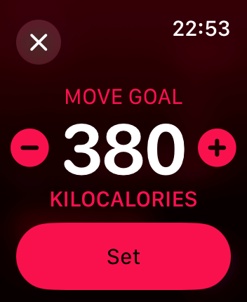 WatchOS user interface for the Apple Fitness application