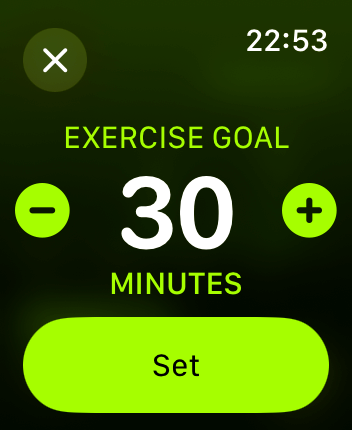 WatchOS user interface for the Apple Fitness application
