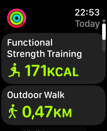 WatchOS user interface for the Apple Fitness application