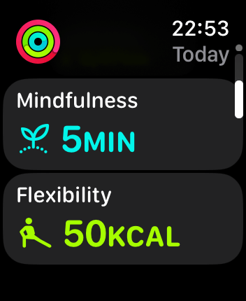 WatchOS user interface for the Apple Fitness application