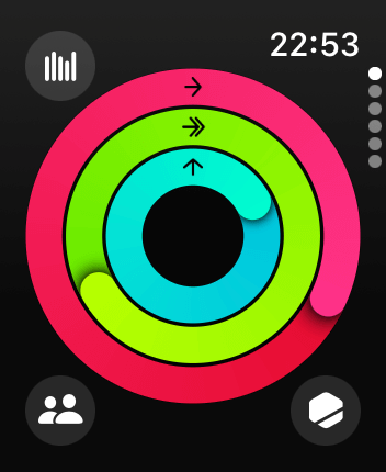WatchOS user interface for the Apple Fitness application