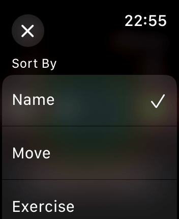 WatchOS user interface for the Apple Fitness application