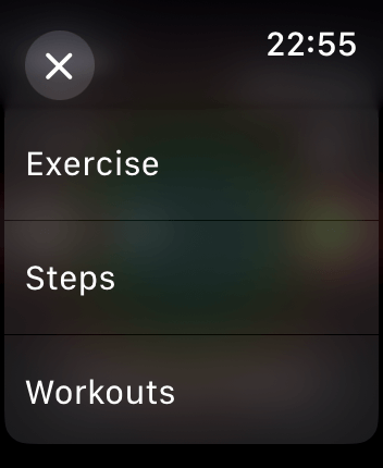 WatchOS user interface for the Apple Fitness application