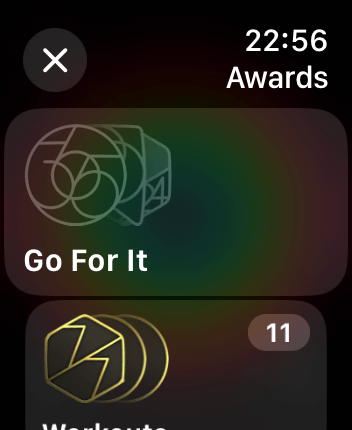 WatchOS user interface for the Apple Fitness application