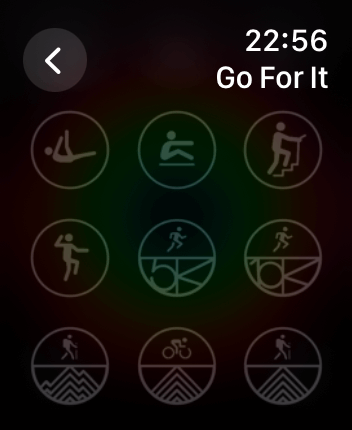 WatchOS user interface for the Apple Fitness application