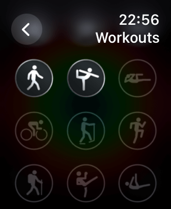 WatchOS user interface for the Apple Fitness application