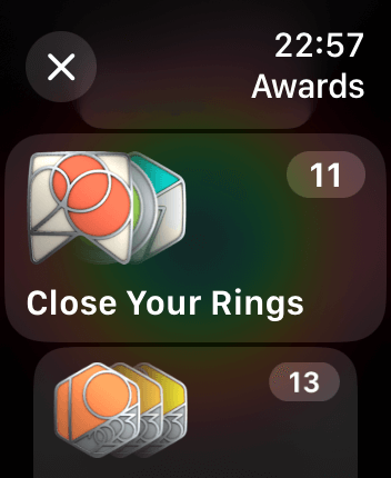 WatchOS user interface for the Apple Fitness application