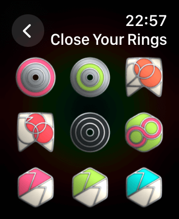 WatchOS user interface for the Apple Fitness application