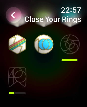 WatchOS user interface for the Apple Fitness application