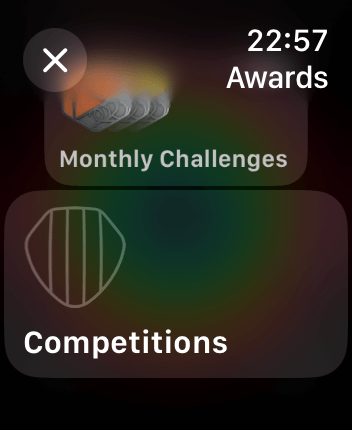 WatchOS user interface for the Apple Fitness application