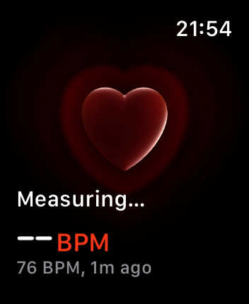 WatchOS user interface for the Apple Heart Rate application
