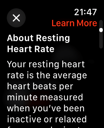 WatchOS user interface for the Apple Heart Rate application