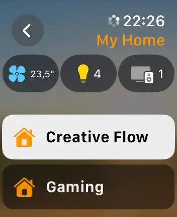 WatchOS user interface for the Apple Home application
