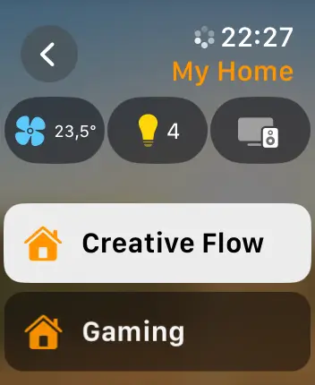 WatchOS user interface for the Apple Home application