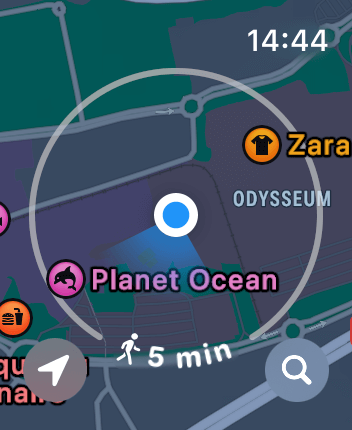 WatchOS user interface for the Apple Maps application