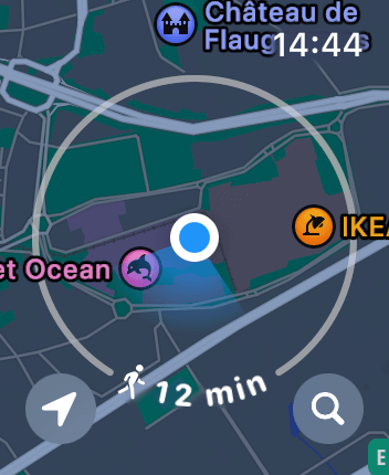 WatchOS user interface for the Apple Maps application