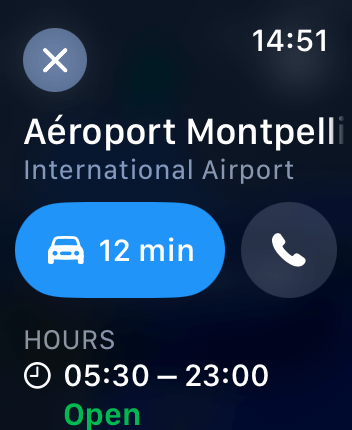 WatchOS user interface for the Apple Maps application