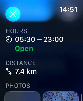 WatchOS user interface for the Apple Maps application