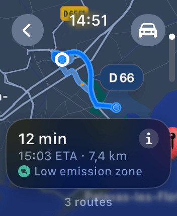 WatchOS user interface for the Apple Maps application