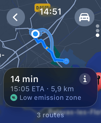 WatchOS user interface for the Apple Maps application
